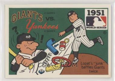 1980 Fleer Laughlin World Series Team Logo Sticker Backs - [Base] #1951.1 - New York Giants vs. New York Yankees (Ed Lopat) (Chicago Cubs Back)