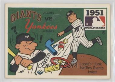 1980 Fleer Laughlin World Series Team Logo Sticker Backs - [Base] #1951.1 - New York Giants vs. New York Yankees (Ed Lopat) (Chicago Cubs Back) [COMC RCR Excellent‑Mint]