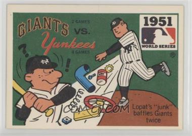 1980 Fleer Laughlin World Series Team Logo Sticker Backs - [Base] #1951.1 - New York Giants vs. New York Yankees (Ed Lopat) (Chicago Cubs Back)