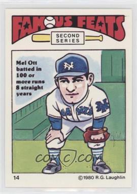 1980 Laughlin Famous Feats Second Series - [Base] #14 - Mel Ott