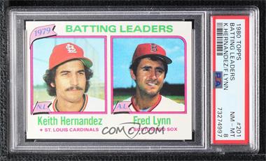 1980 Topps - [Base] #201 - League Leaders - Fred Lynn, Keith Hernandez (Batting) [PSA 8 NM‑MT]