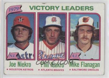 1980 Topps - [Base] #205 - League Leaders - Joe Niekro, Phil Niekro, Mike Flanagan (Victories) [Good to VG‑EX]
