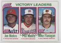 League Leaders - Joe Niekro, Phil Niekro, Mike Flanagan (Victories)