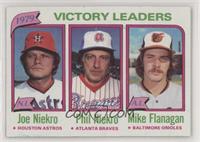 League Leaders - Joe Niekro, Phil Niekro, Mike Flanagan (Victories)