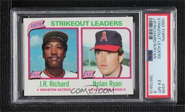 1980 Topps - [Base] #206 - League Leaders - J.R. Richard, Nolan Ryan (Strikeouts) [PSA 6 EX‑MT]
