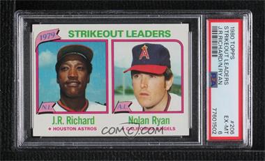 1980 Topps - [Base] #206 - League Leaders - J.R. Richard, Nolan Ryan (Strikeouts) [PSA 6 EX‑MT]