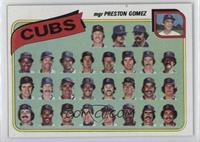 Team Checklist - Chicago Cubs Team, Preston Gomez