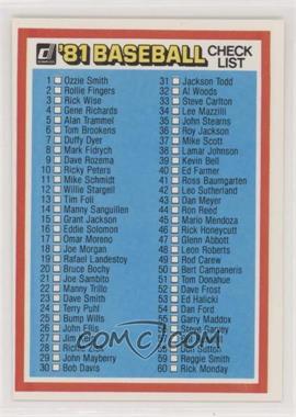 1981 Donruss - [Base] #CL1.1 - Checklist 1 #1-120 (#51 Donahue)