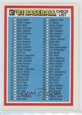 1981 Donruss - [Base] #CL1.1 - Checklist 1 #1-120 (#51 Donahue)