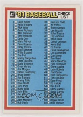 1981 Donruss - [Base] #CL1.1 - Checklist 1 #1-120 (#51 Donahue)