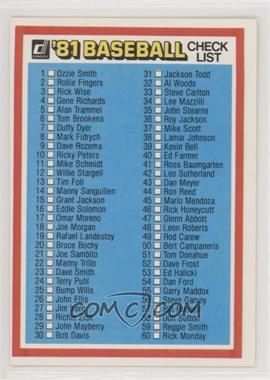 1981 Donruss - [Base] #CL1.1 - Checklist 1 #1-120 (#51 Donahue)