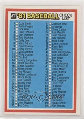 1981 Donruss - [Base] #CL1.1 - Checklist 1 #1-120 (#51 Donahue)