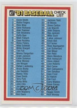 1981 Donruss - [Base] #CL1.1 - Checklist 1 #1-120 (#51 Donahue)