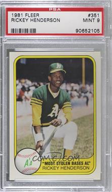 1981 Fleer - [Base] #351 - Rickey Henderson [PSA 9 MINT]