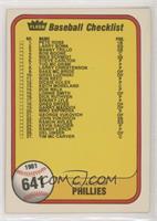 Checklist (Philadelphia Phillies, Kansas City Royals) (#41 Hal McRae) [EX …