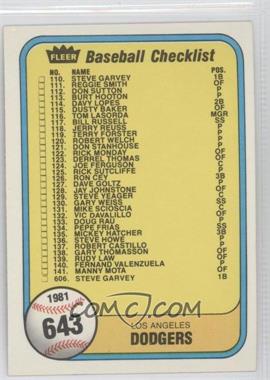 1981 Fleer - [Base] #643 - Checklist (Los Angeles Dodgers, Montreal Expos)