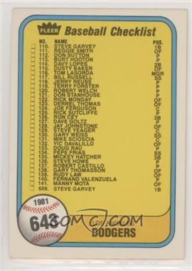 1981 Fleer - [Base] #643 - Checklist (Los Angeles Dodgers, Montreal Expos)