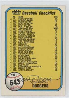 1981 Fleer - [Base] #643 - Checklist (Los Angeles Dodgers, Montreal Expos)