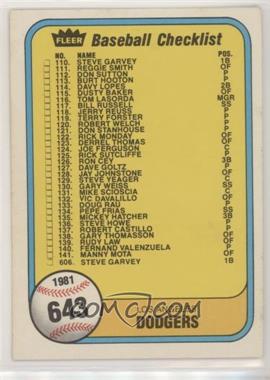 1981 Fleer - [Base] #643 - Checklist (Los Angeles Dodgers, Montreal Expos)