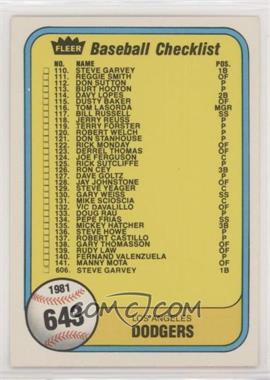 1981 Fleer - [Base] #643 - Checklist (Los Angeles Dodgers, Montreal Expos)