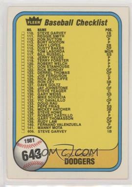 1981 Fleer - [Base] #643 - Checklist (Los Angeles Dodgers, Montreal Expos)