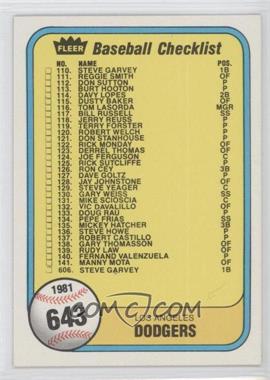 1981 Fleer - [Base] #643 - Checklist (Los Angeles Dodgers, Montreal Expos)