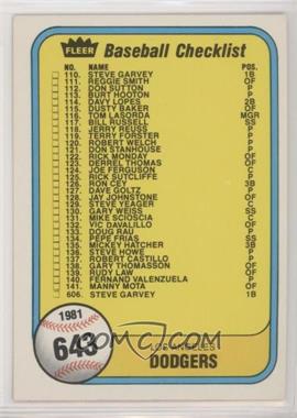 1981 Fleer - [Base] #643 - Checklist (Los Angeles Dodgers, Montreal Expos)