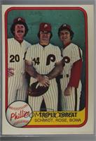 Triple Threat (Mike Schmidt, Pete Rose, Larry Bowa) (No Number on Back) [Noted]