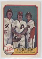 Triple Threat (Mike Schmidt, Pete Rose, Larry Bowa) (No Number on Back)