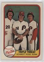Triple Threat (Mike Schmidt, Pete Rose, Larry Bowa) (Number on Back) [Good …