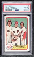 Triple Threat (Mike Schmidt, Pete Rose, Larry Bowa) (Number on Back) [PSA …