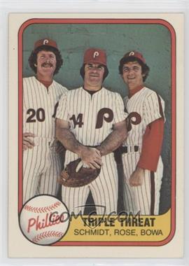 1981 Fleer - [Base] #645.2 - Triple Threat (Mike Schmidt, Pete Rose, Larry Bowa) (Number on Back)
