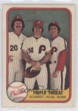 1981 Fleer - [Base] #645.2 - Triple Threat (Mike Schmidt, Pete Rose, Larry Bowa) (Number on Back)