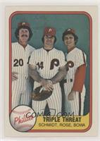 Triple Threat (Mike Schmidt, Pete Rose, Larry Bowa) (Number on Back)