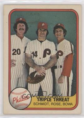 1981 Fleer - [Base] #645.2 - Triple Threat (Mike Schmidt, Pete Rose, Larry Bowa) (Number on Back)