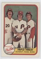 Triple Threat (Mike Schmidt, Pete Rose, Larry Bowa) (Number on Back)