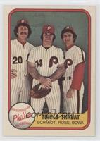 Triple Threat (Mike Schmidt, Pete Rose, Larry Bowa) (Number on Back) [Good …