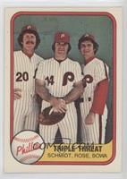 Triple Threat (Mike Schmidt, Pete Rose, Larry Bowa) (Number on Back)