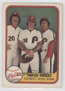 1981 Fleer - [Base] #645.2 - Triple Threat (Mike Schmidt, Pete Rose, Larry Bowa) (Number on Back) [Good to VG‑EX]