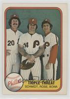 Triple Threat (Mike Schmidt, Pete Rose, Larry Bowa) (Number on Back)