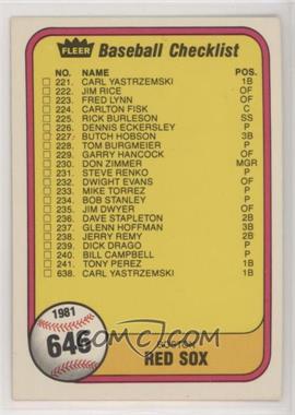 1981 Fleer - [Base] #646 - Checklist (Boston Red Sox, Atlanta Braves)