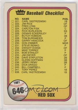 1981 Fleer - [Base] #646 - Checklist (Boston Red Sox, Atlanta Braves)