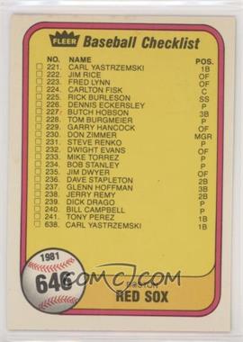 1981 Fleer - [Base] #646 - Checklist (Boston Red Sox, Atlanta Braves)