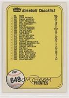 Checklist (Pittsburgh Pirates, Cleveland Indians) [EX to NM]