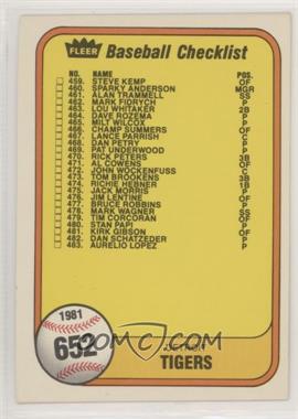 1981 Fleer - [Base] #652.1 - Checklist (Detroit Tigers, San Diego Padres) (Last Number on Front is #483 Aurelio Lopez)