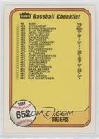 Checklist (Detroit Tigers, San Diego Padres) (Last Number on Front is #482 Dan …