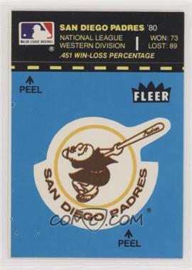 1981 Fleer Team Logo Stickers - [Base] #_SADP.1 - San Diego Padres (Record and Logo; Blue Background)