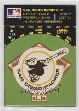 1981 Fleer Team Logo Stickers - [Base] #_SADP.3 - San Diego Padres (Record and Logo; Green Background)