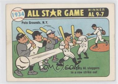 1981 Fleer Team Logo Stickers - Laughlin All-Star Game Moments - Peeled #1934 - Five mighty AL sliggers in a row strike out (Carl Hubbell)