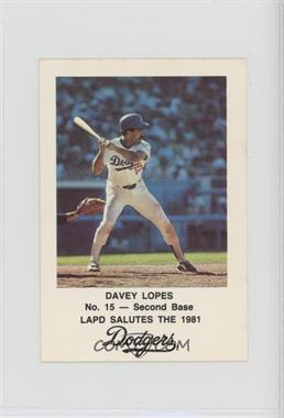 1981 Los Angeles Dodgers Los Angeles Police - [Base] #15 - Davey Lopes [Noted]